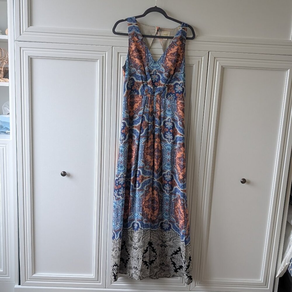 Maeve floor length silk Maxi dress, size 10. From Anthropologie